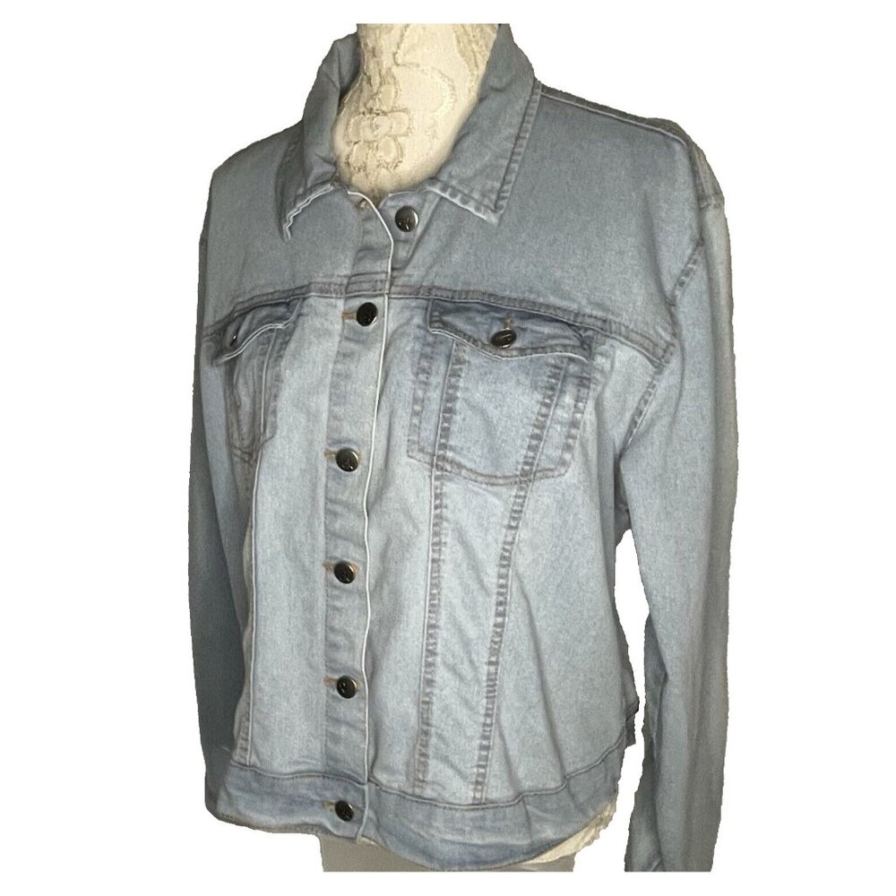 Calvin Klein Jeans W sz XL Trucker Jacket Denim Faded Blue Cotton Blend Button
